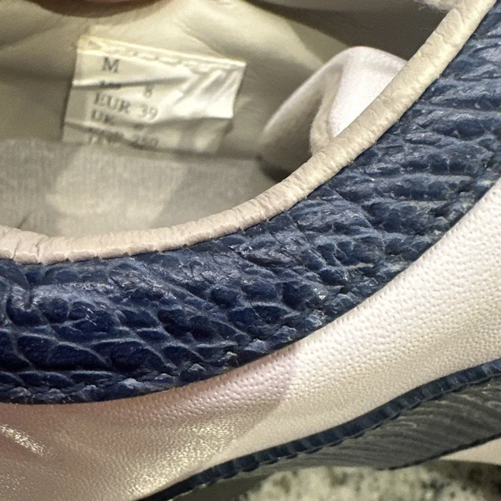 FOOTJOY WOMEN LOPRO GOLF SHOES WHITE/Teal BLUE OXFORD‎ SIZE 8 SB Preppy Leather